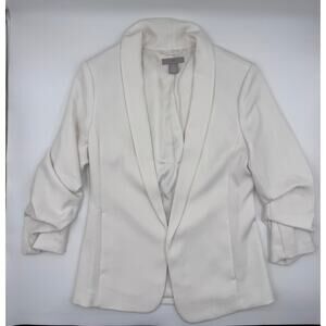 H&M Gathered Sleeve Blazer in White
